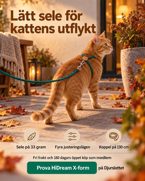 Lätt sele för kattens små utflykter