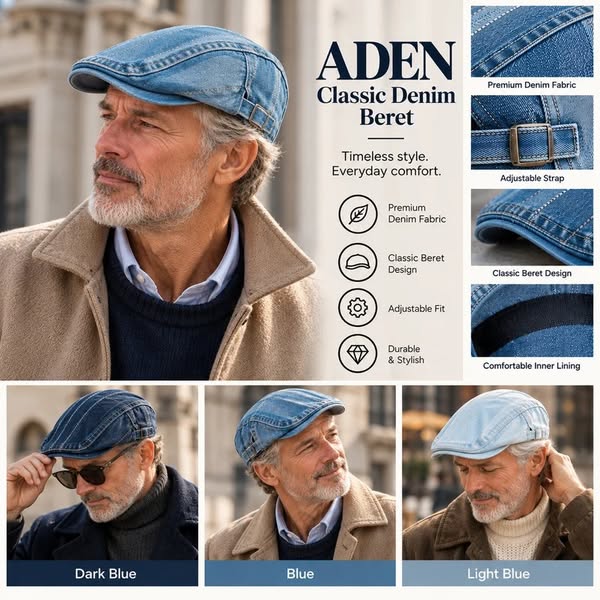 The flat cap, in denim.