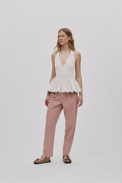 Poplin halter top I White