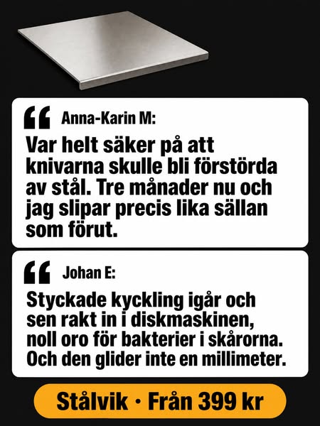 Skärbräda i stål. Tusentals har redan köpt