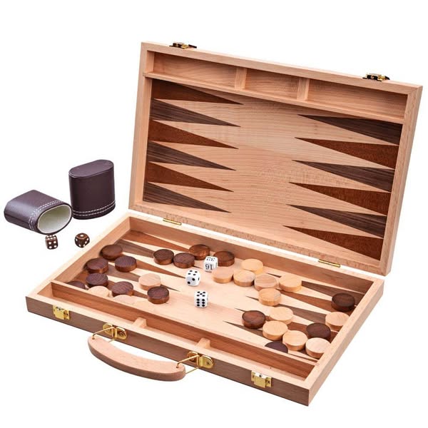 15" Oak Backgammon Set - Folding Board & Pieces£68.99
