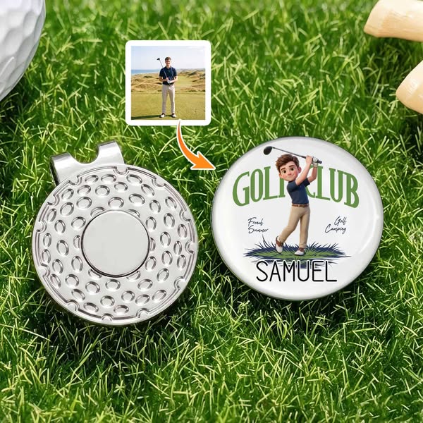 Personalized Photo Design Golf Ball Marker Magnetic Hat Clip with Name Golf Accessory Birthday Gift for Golf Player