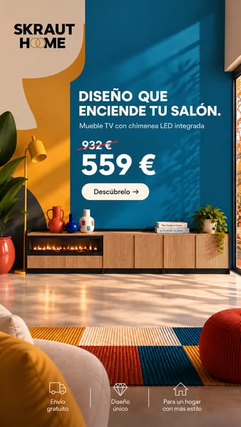 Mueble TV con chimenea -40% | Envío en 48–72 horas