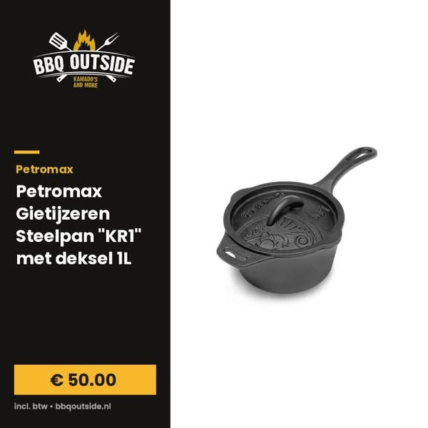 Petromax Gietijzeren Steelpan "KR1" met deksel 1L