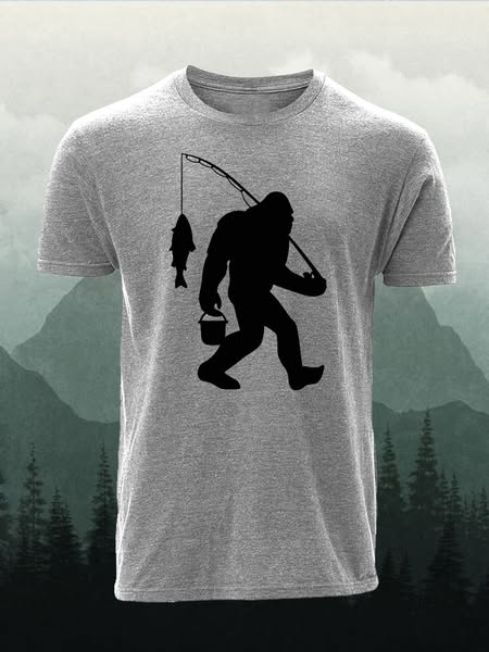 Men's Bigfoot fishing Short-Sleeved Shirt Light-Grey-2XL-Y