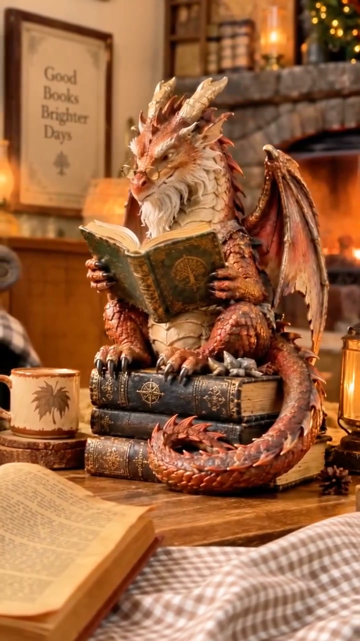 Wandering Scholar Dragon Figurine | Book Lover Décor