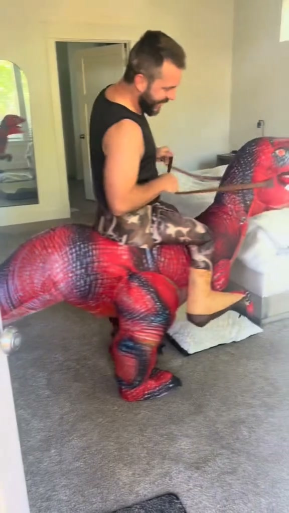 DEASIA Inflatable T‑Rex Costume | Glowing Red Eyes Adult Halloween Blow‑Up Suit