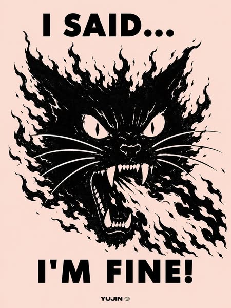 I'm Fine Cat T-Shirt - Yūjin Clothing