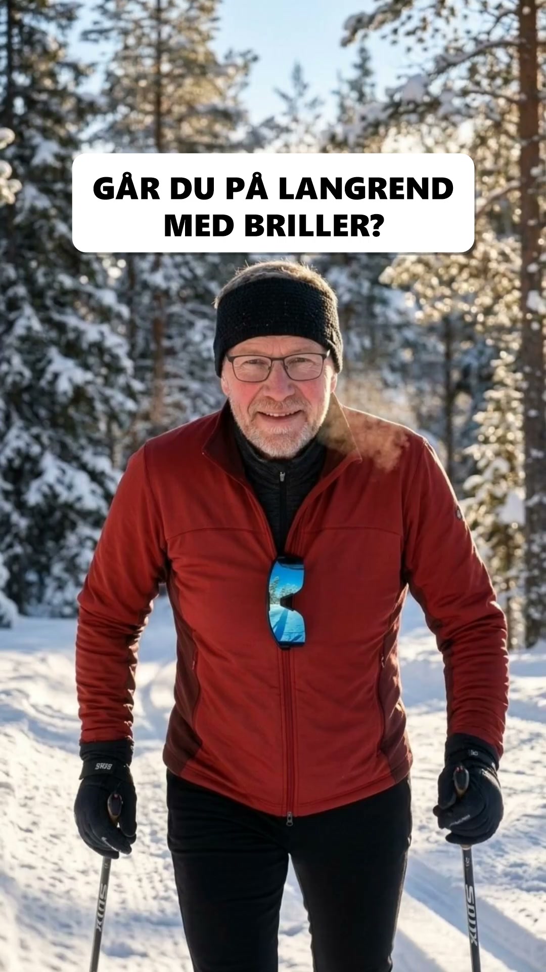 Langrend i sol med brillerne på