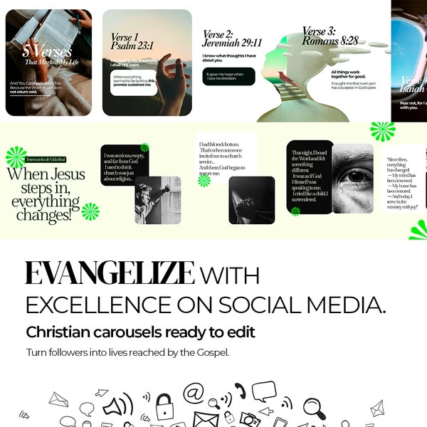 Carousel Package for Churches with Over 160 Editable Templates for Canva and Photoshop