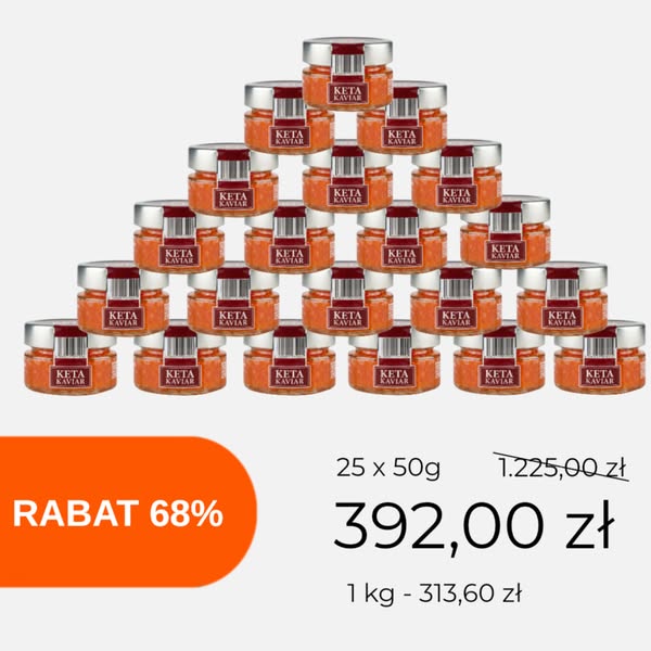 Kawior z łososia keta, 25 x 50g