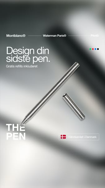 The Pen | Designkuglepen i stål | Håndsamlet i Danmark | Gratis refill