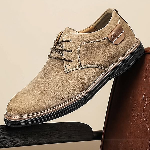 Men’s Vintage Suede Lace-Up Dress Shoes – Casual Business Classic Oxford Shoes
