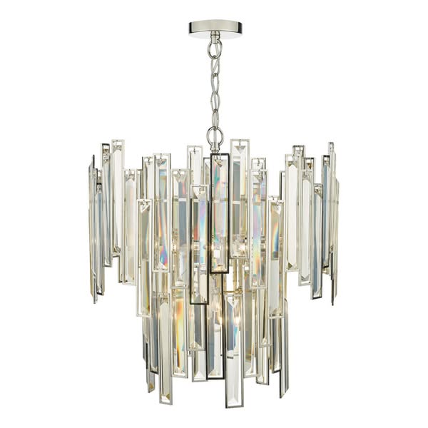 Dar Odile 6 Crystal Chandelier - Polished Nickel