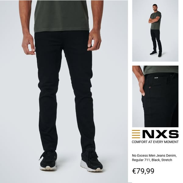 Denim, Regular 711, Zwart, Stretch | Zwart
