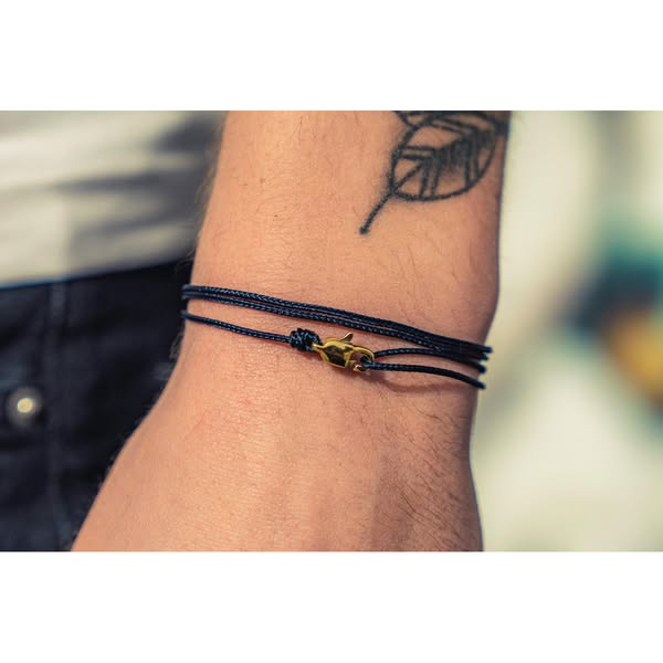 Karabiner Wickelarmband - Blau Gold