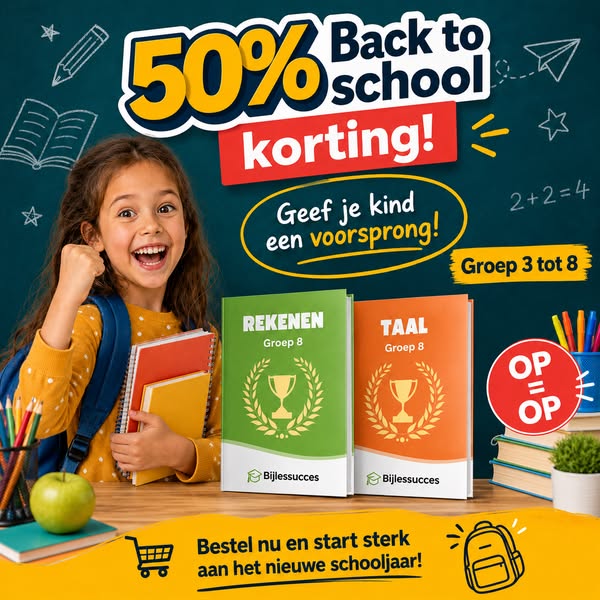 ALLEEN OP DIT MOMENT 50% BACK TO SCHOOL KORTING OP ALLE OEFENBOEKEN GROEP 3 T/M 8