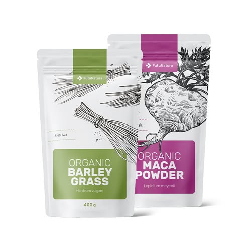 Zestaw Smoothie - BIO: Maca w proszku + Trawa Jęczmienna w proszku, zestaw