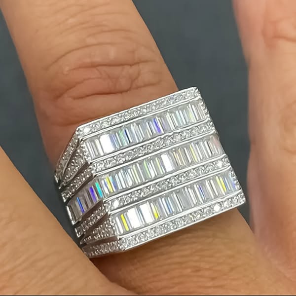 4 CTW Baguette & Round Cut White Cubic Zirconia 925 Sterling Silver Fashion Ring -JOSHINY$140