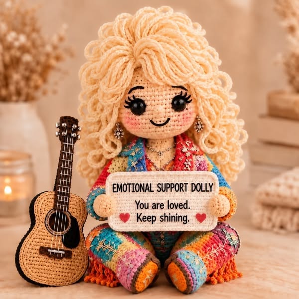 Handmade Crochet Emotional Support Dolls | Country‑Music‑Inspired Encouragement Keepsake Gift With Heartfelt Positive Message Cards