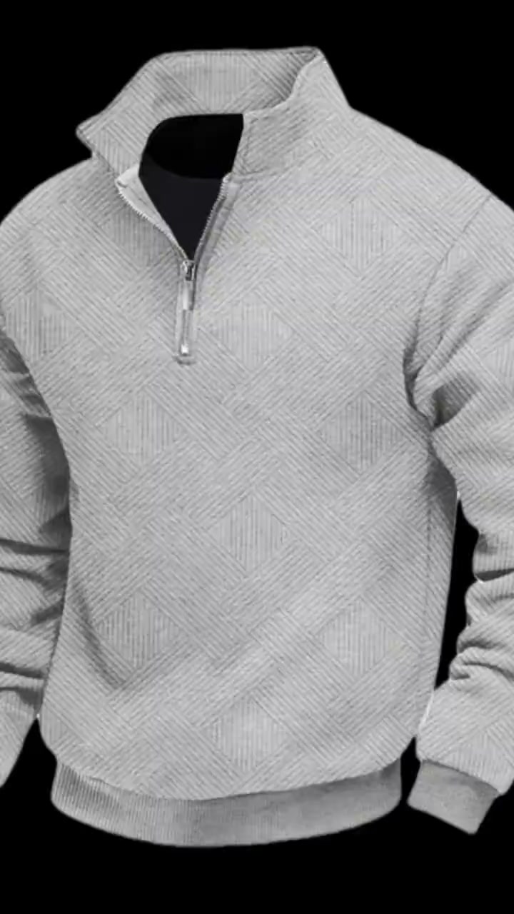 Men's Textured Quarter Zip Polo Sweatshirt