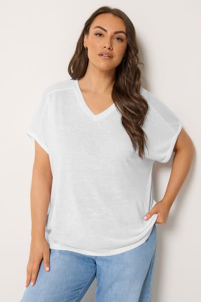 Yours Wit T-Shirt Met Linnenlook