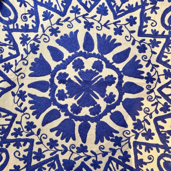 Suzani Tablecloth Khaki Green Navy Blue