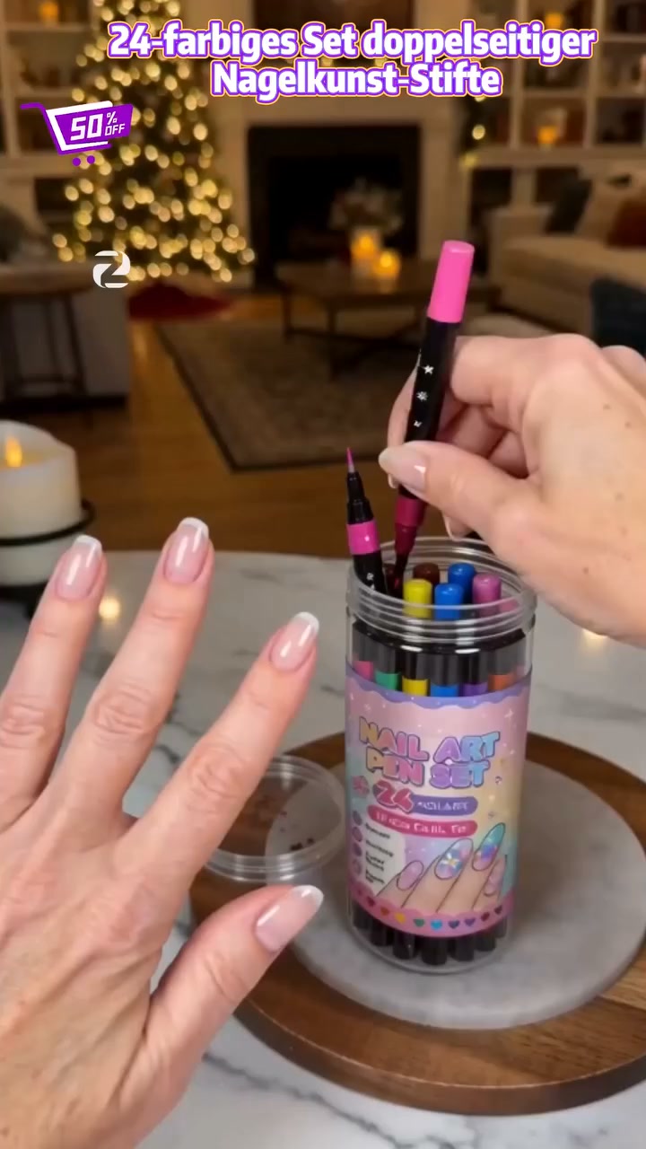 Letzter Tag Verkauf €14.99!!24-Farben Nagel-Art-Stifte Set – Zwei Spitzen, endlose Kreativität! Präzise Linien, schnelles Trockn