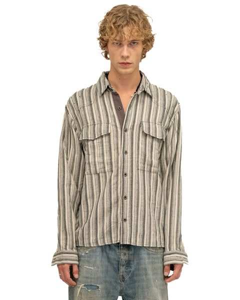 REWORKED STRIPE SHIRT GREY