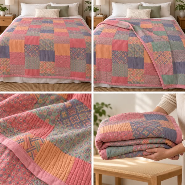 Colorful Cotton Square Quilt