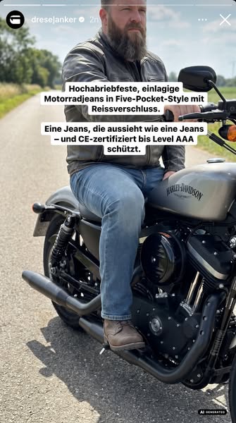 Abriebfeste Motorradjeans mit CE-Level AAA