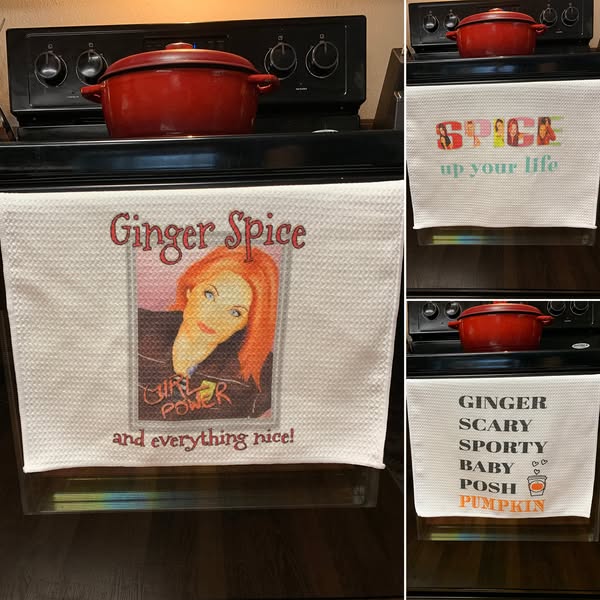 SALE! Spice Girls Sporty Ginger Scary Tea Towel