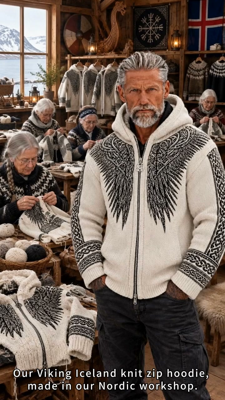Vintage Nordic Knit Hooded Jacket | Fall & Winter Essential