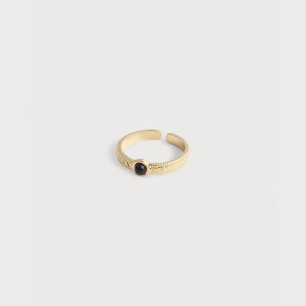 Zosia Ring - Natural Stone - Stainless Steel - Adjustable