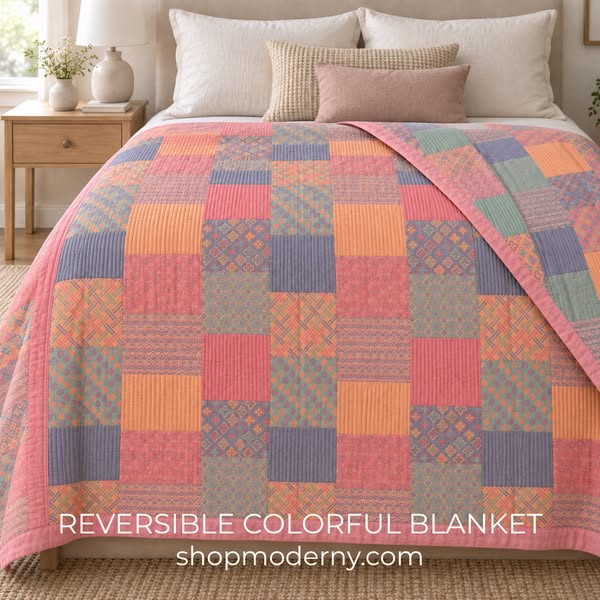Colorful Cotton Square Quilt