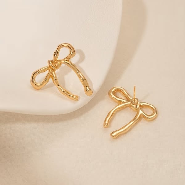 Golden Bow Knot Earrings