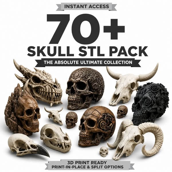 **Get the complete 70+ Skull STL Bundle for just $7.99*