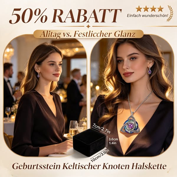 50% Rabatt Keltische Triquetra‑Geburtsstein‑Halskette