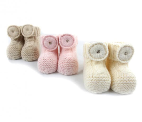 Gebreide baby meisjes slofjes met een knotje