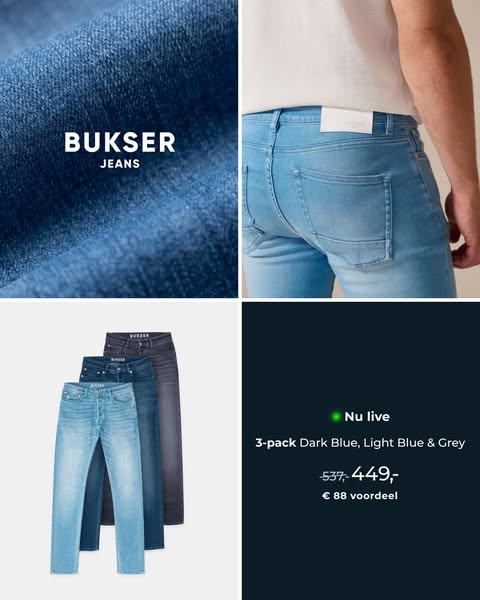 €88 voordeel op drie jeans