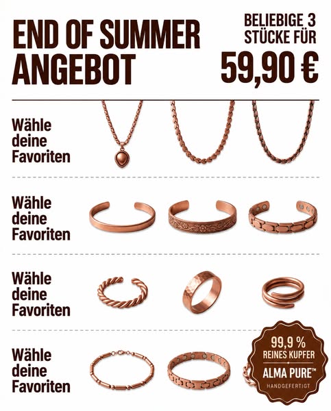 Schmuck aus 99,9 % reinem Kupfer