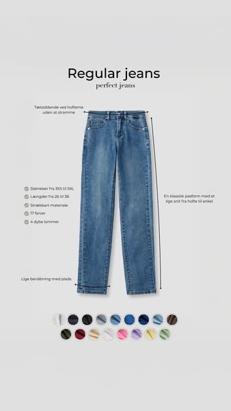 Regular jeans: 17 farver