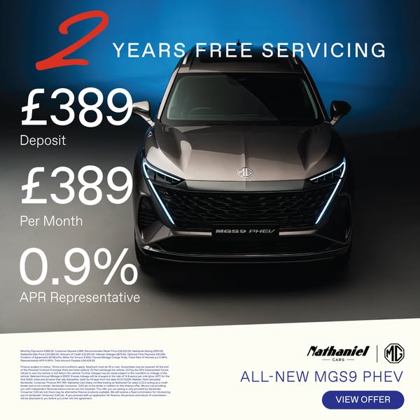 New MGS9 PHEV From £389/Month