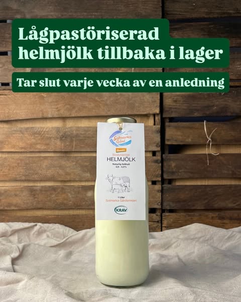 Lågpastöriserad helmjölk EKO