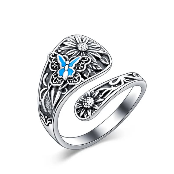Sterling Silver Personalized Engraved Sunflower Bee Butterfly Adjustab– romanticwork