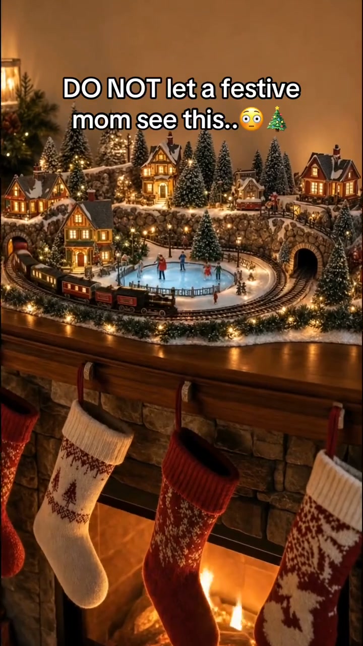 Animated Holiday Train & Ice Rink Scene