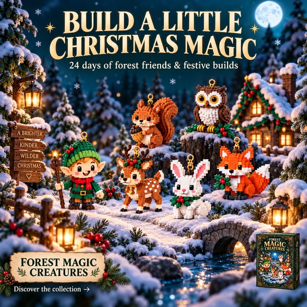 Last day to save 49% – 24‑Day Forest Magic Creatures Ornament Advent Calendar | 24 collectible buildable forest fantasy brick decoratio