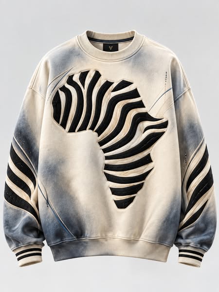 Men's Gradient Abstract Zebra Striped Art Print Casual Sweatshirt