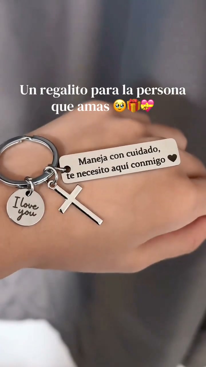 Keychain with Cross and "I Love You" Charm