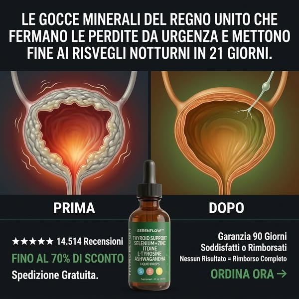 Le gocce di minerali per la tiroide che aiutano a sostenere la trasmissione dei segnali nervosi della vescica — senza farmaci né interventi